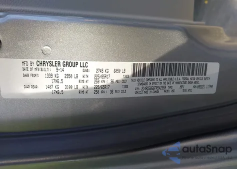 2015 Dodge Grand Caravan Se z USA, uszkodzony, nr VIN 2C4RDGBG6FR542359